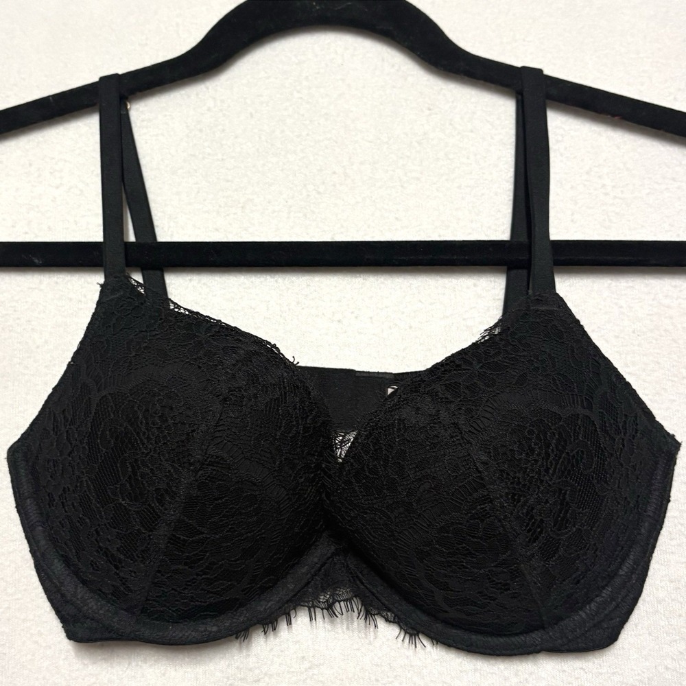 Victorias Secret Dream Angels Push-Up Black Lace Bra Padded Sexy Womens Size 32D